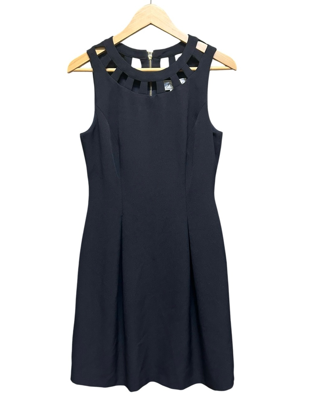 J Howard Lined Exposed Zipper Career Blue/Black Dress Size 6
